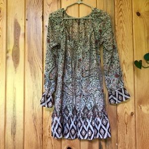 Beige Tunic beach dress floral print